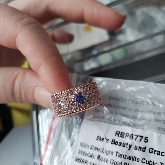 Size 8 BP Ring with Light Tanzanite and Rose Gold Plating - Picture 5 of 5